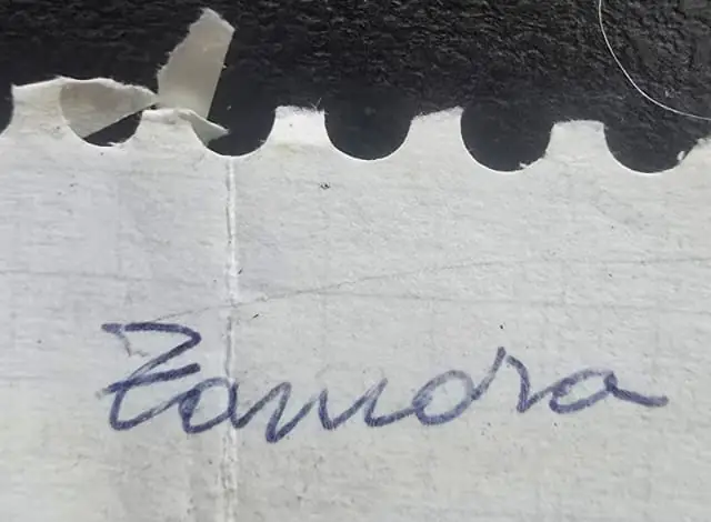 Sobre escrito a mano por mi madre con su apellido, Zamora