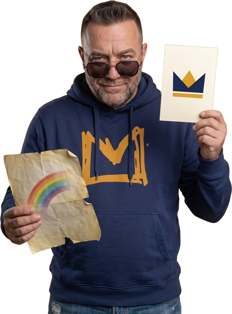Pep Zamora con un logo viejo y uno nuevo